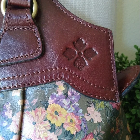 PATRICIA NASH ENGLISH COUNTRY FLORAL LEATHER SATCHEL GUC - Picture 5 of 16
